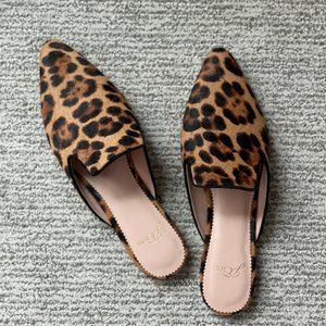 J.Crew pointed-toe mule slide in leopard calf hair
